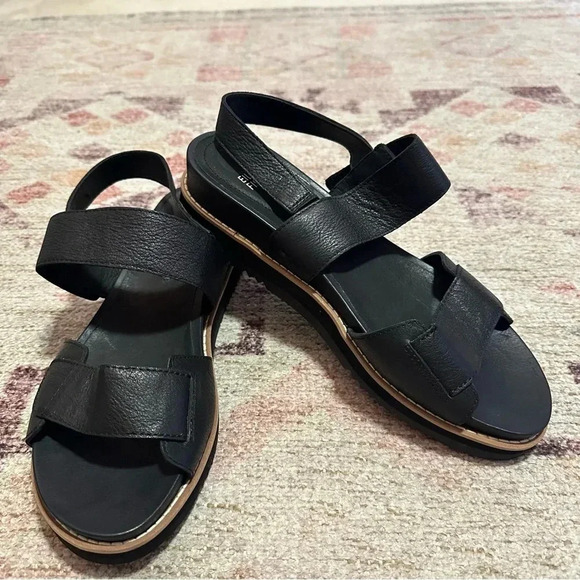 NWOT Eileen Fisher• Black Velcro Strap Sandals Size 9 - Picture 2 of 13